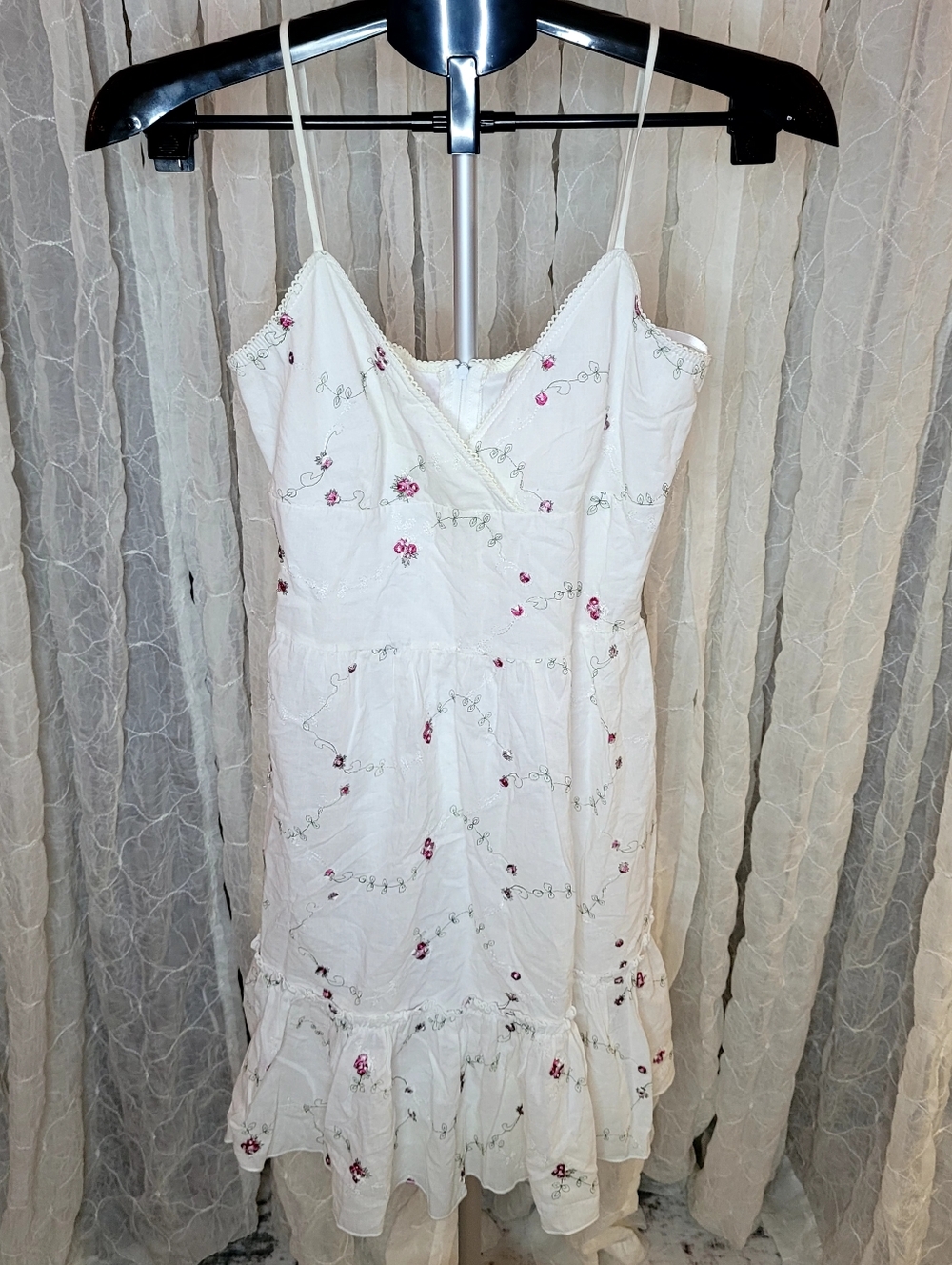 Finesse Rare Sample Dress Vintage Y2K 90s Taboo Made In USA White Floral Embroid